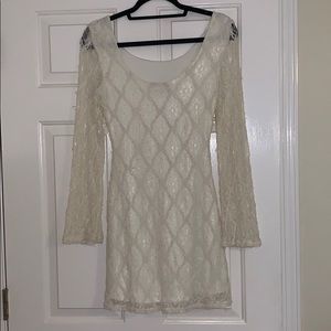 Cream lace bell sleeve dress